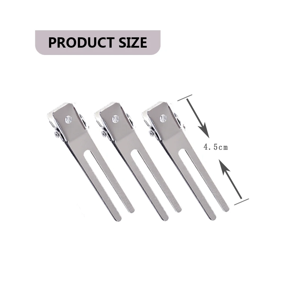 더블 프롱 컬 헤어 클립, 메이크업 머리핀, 구부리지 않는 클립, DIY 헤어 스타일링 액세서리, 10 개, 45mm
