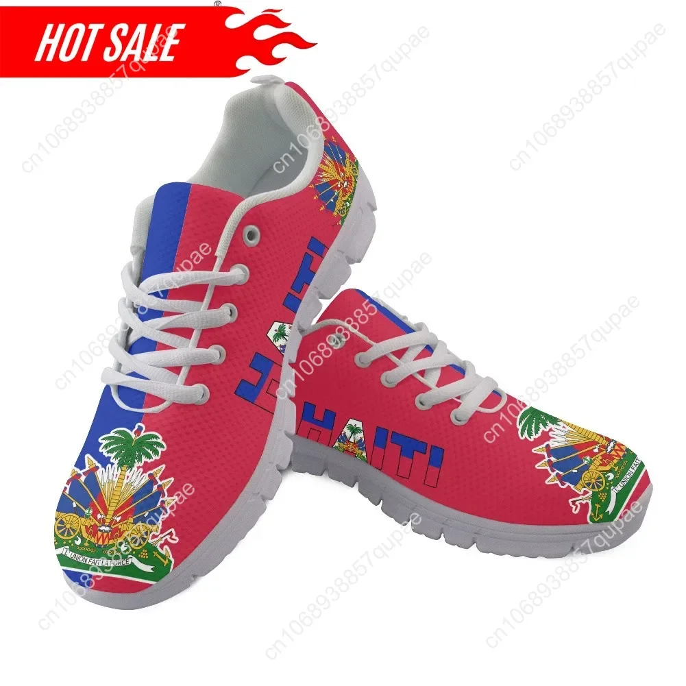 Haiti Flag Custom Women Mesh Sneaker Light Comfortable Femme Flat Shoe Breathable Girls Walking Footwear Lace up