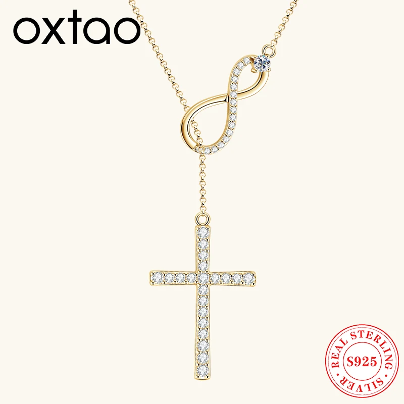 

OXTAO оригинальные 925 серебряные ожерелья бесконечности для женщин D цвет Moisasnite кулон Y-образное ожерелье свадебная вечеринка ювелирные изделия подарок