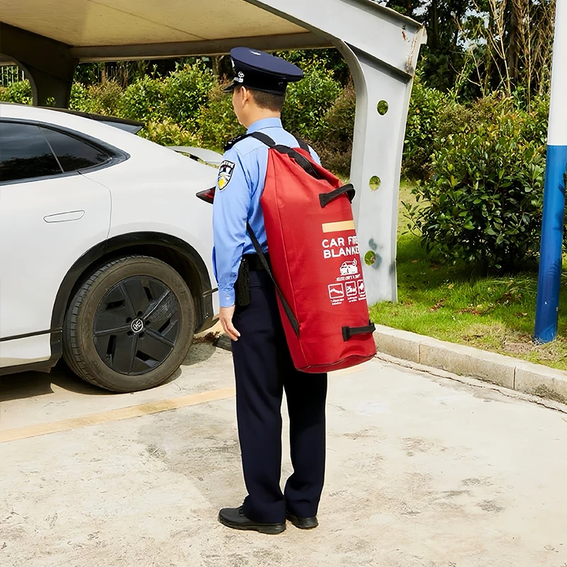 6m X 8m مركبة محددة للحماية من الحرائق بطانية من الألياف الزجاجية EV سيارة الحرائق بطانية #6