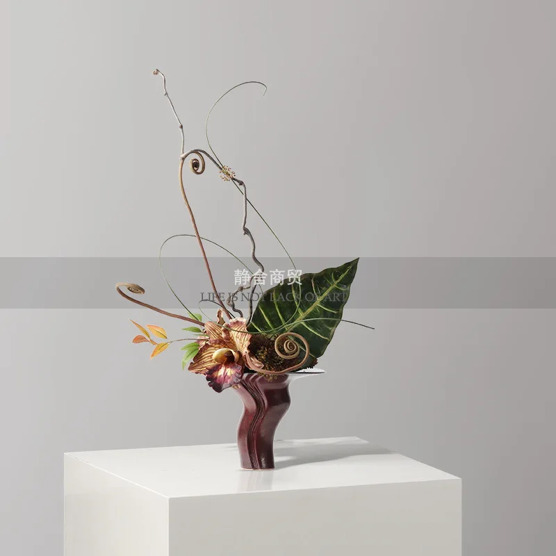 DSA new Chinese green ceramic vase flower arrangement sales office hotel negotiation table floral decoration