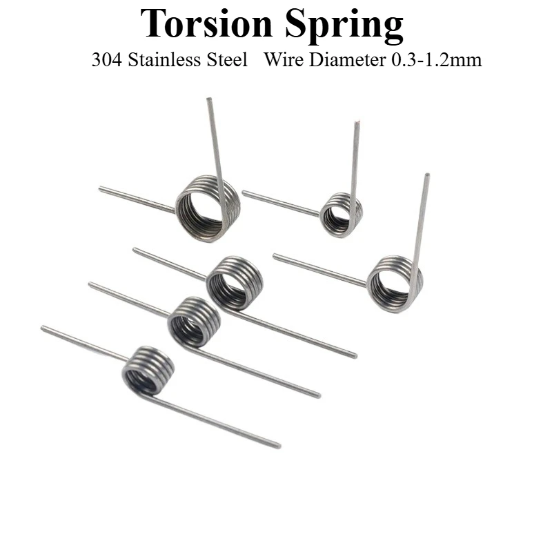 

304 Stainless Steel Torsion Spring, Wire Dia × OD × Turns × Angle, Wire Diameter 0.3-1.2mm,90Angle180Angle 10pcs
