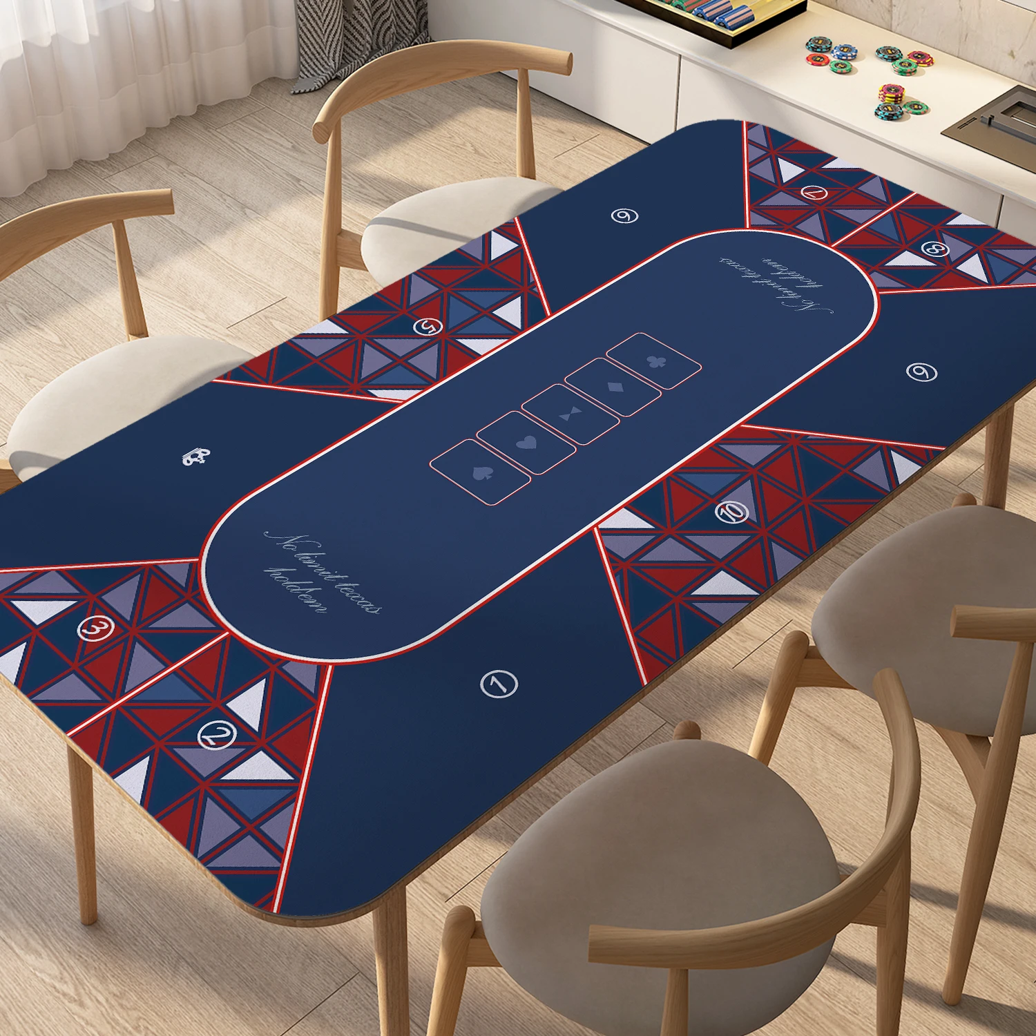 

Ten Person Table 120*60cm/140*70cm/160*80cm Velvet Texas Poker Anti Slip Special Rubber Poker Mat Chip Texas Hold'em Table Mat