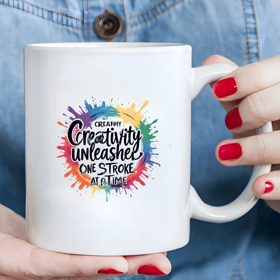 

11oz Creative Rainbow Cup with Handwritten Art Family Office Christmas Cup