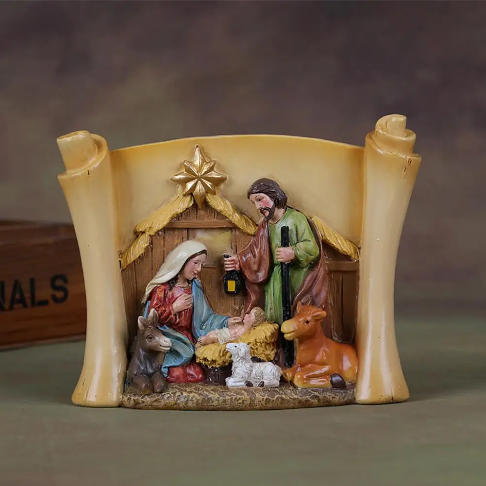 Presepe Regalo di Natale Presepe in resina Set di figurine stabili per la decorazione da tavolo di Natale Classico per le feste