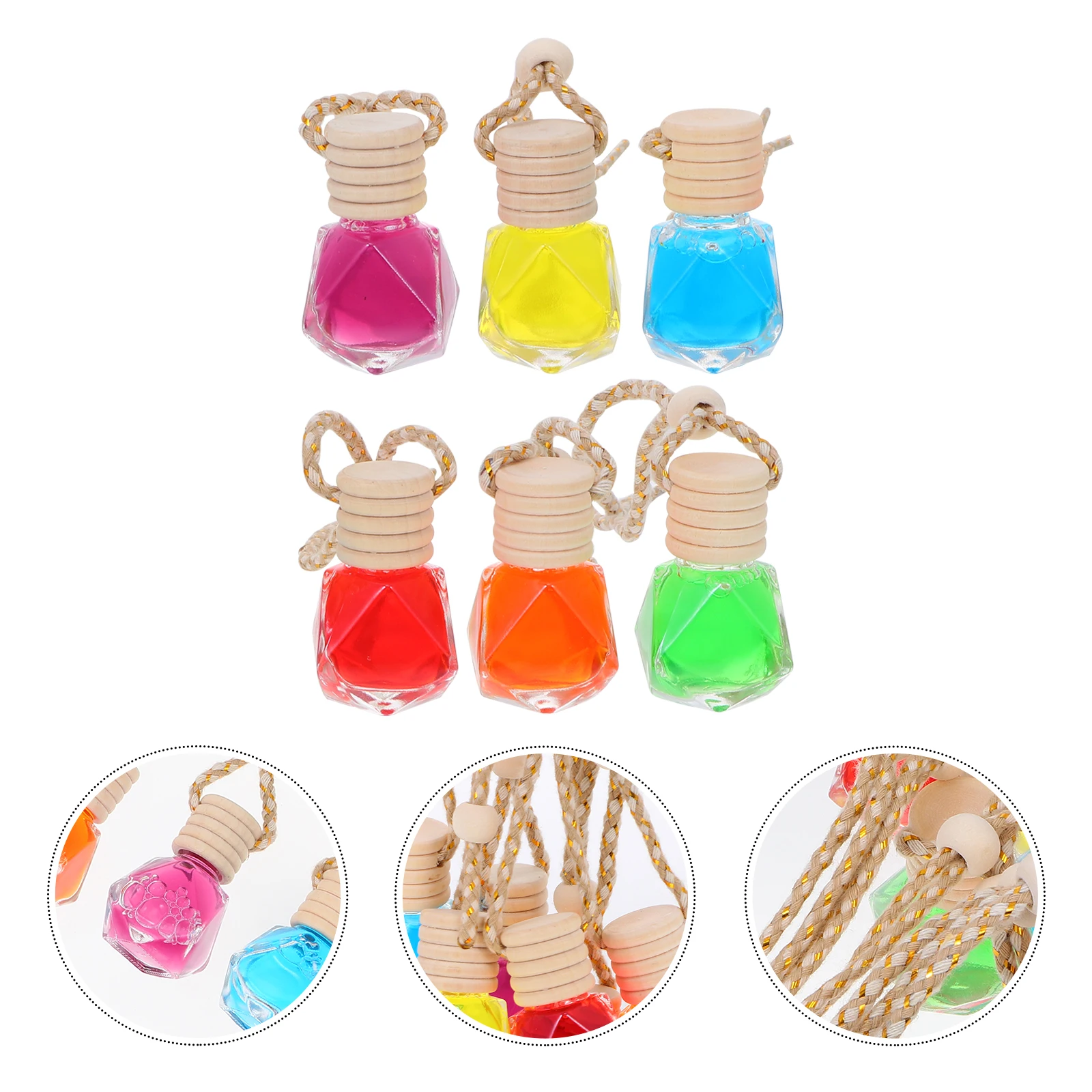 

6pcs Car Perfume Bottle Hanging nament Essential Oil Diffuser Pendant Air Freshener Aromatherapy Home Car Accessories