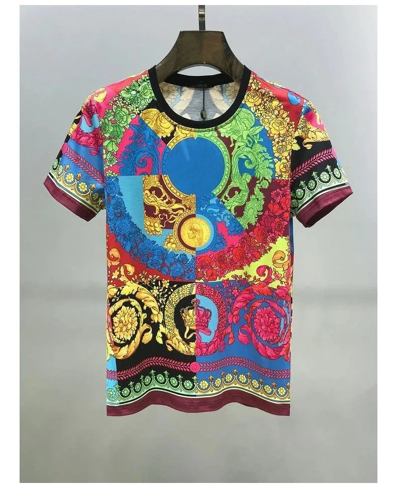 2025 여름 뜨거운 패션 여름 바로크 티셔츠 3D 인쇄 티셔츠 남성과 여성 같은 빈티지 럭셔리 브랜드 빠른 건조