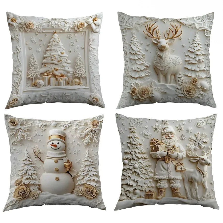 Weihnachtskissenbezüge, Sofakissen, Bettkopfkissen, Kissenbezug, 1 Stück, 45 x 45 cm