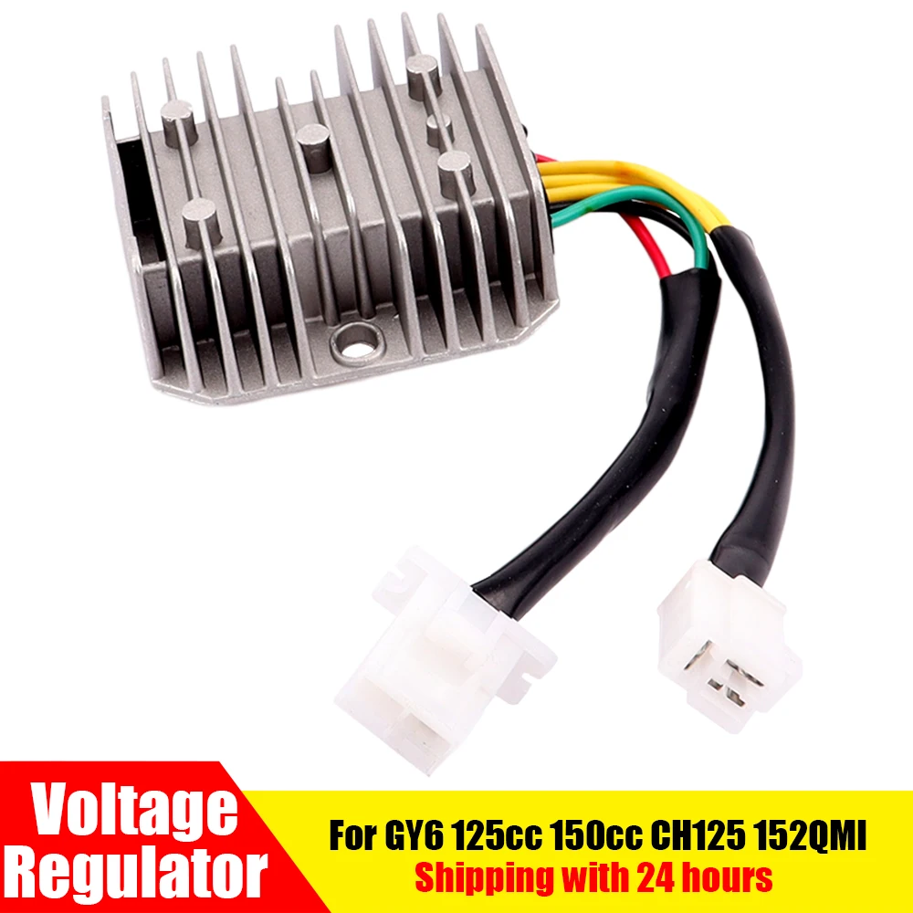 For GY6 125cc 150cc Voltage Regulator Rectifier 12V 6 Wires Voltage Regulator 152QMI 157QMJ CH125 Scooter ATV Moped Quad