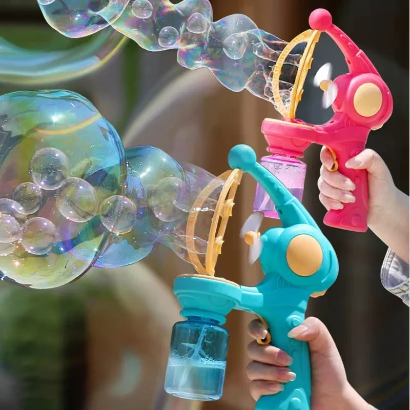 Pistola de burbujas automática que sopla, máquina de juguetes, juguete de fiesta al aire libre de verano para niños, regalos sorpresa de cumpleaños para parque acuático