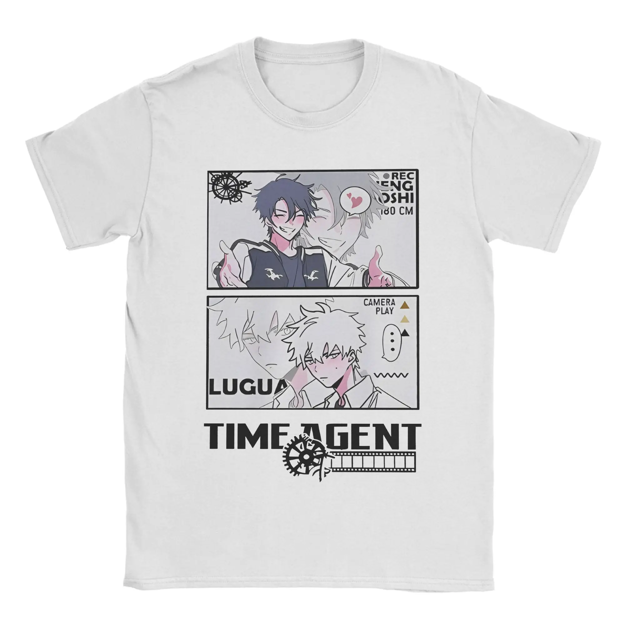 Funny Link Click Anime Lu Guang T-Shirts for Men Round Collar Cotton T Shirts Time Agent Short Sleeve Tee Plus Size merchandise