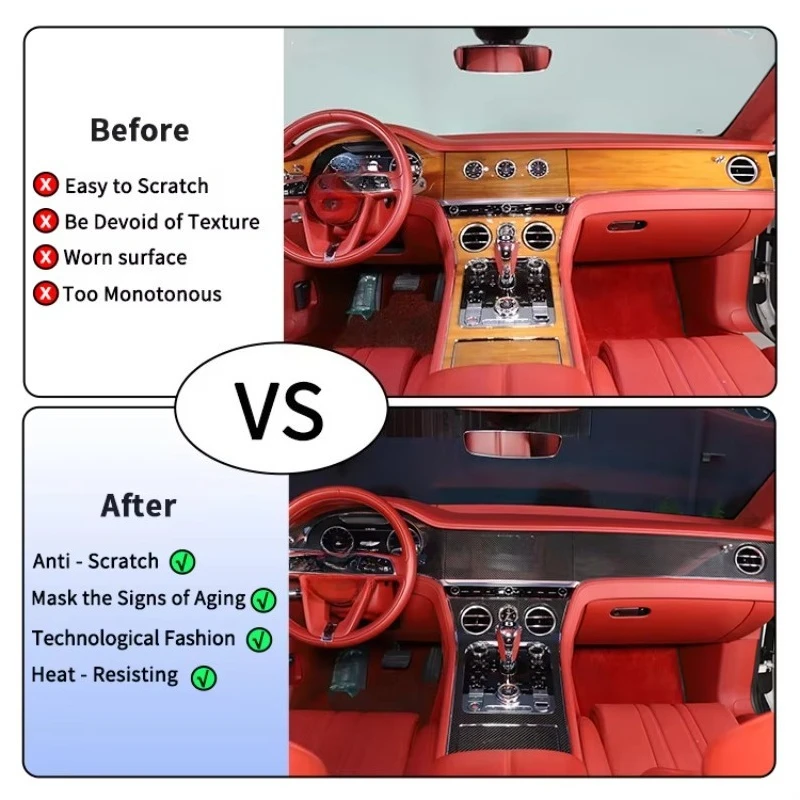 

True Carbon Fiber Car Interior Accessories Central Control Dashboard Decorative Panel Cover