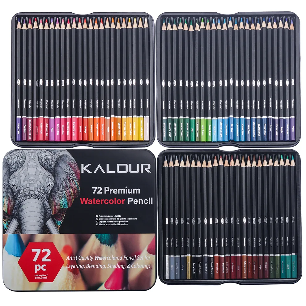 KALOUR 72Pcs Set di matite colorate ad acquerello matita a colori da disegno professionale per forniture artistiche per schizzi da colorare per