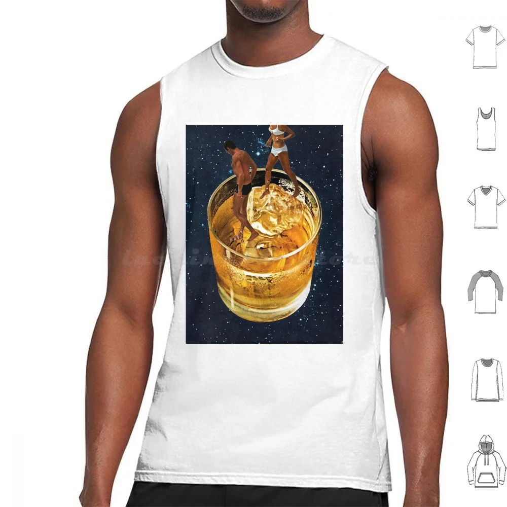 Love Across The Cosmos Tank Tops Print Cotton Drink Cocktail Cosmos Surreal Food Foodie People Minimalist Stars