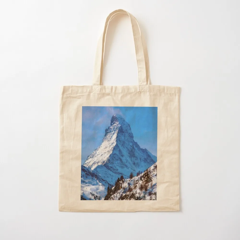 Matterhorn Mountain Switzerland Zermatt, European Swiss Alps Mountains, Winter Matterhorn Landscape Oil Paint, Switzerl Tote Bag
