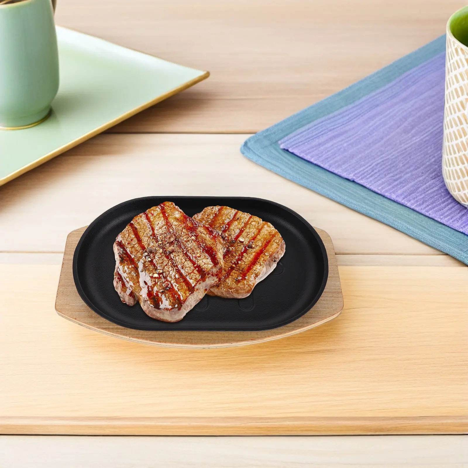 

Чугунная сковорода для стейков и фахитас, предварительно пропитанная, для духовки, сверхпрочная, для гриля, для кейтеринга, для использования на открытом воздухе, на плите, на костре