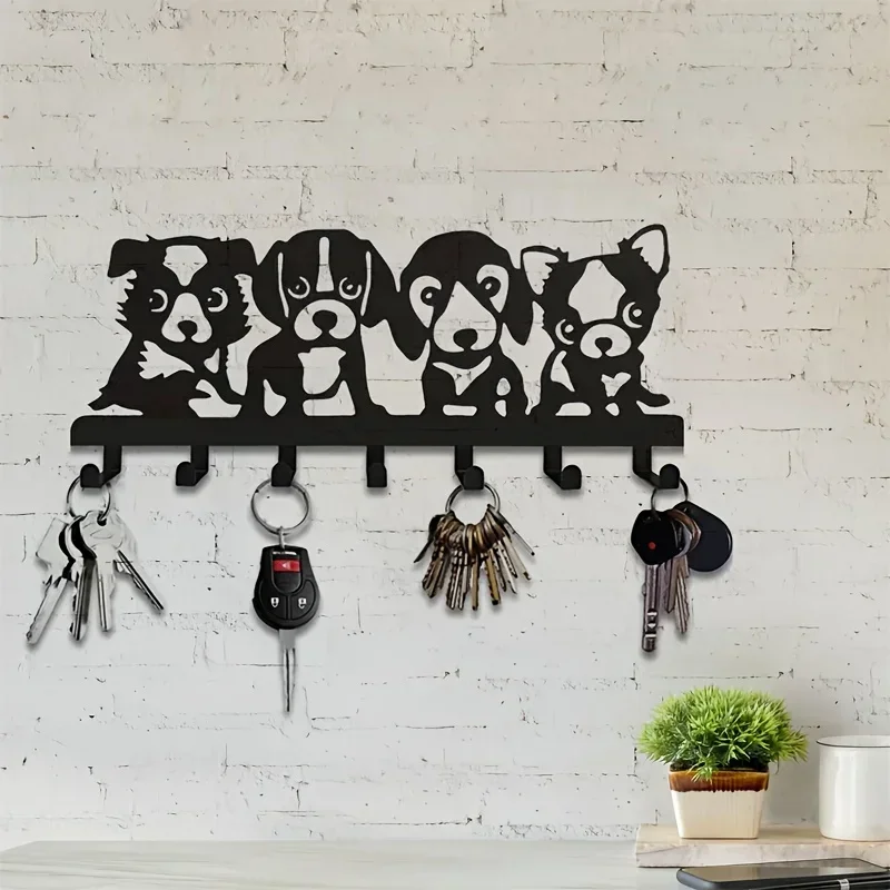 1pc Metal Chic Dog-Shaped Metal Wall Hook - Easy Install for Coats, Hats, Towels & Keys - Artistic Home Decor