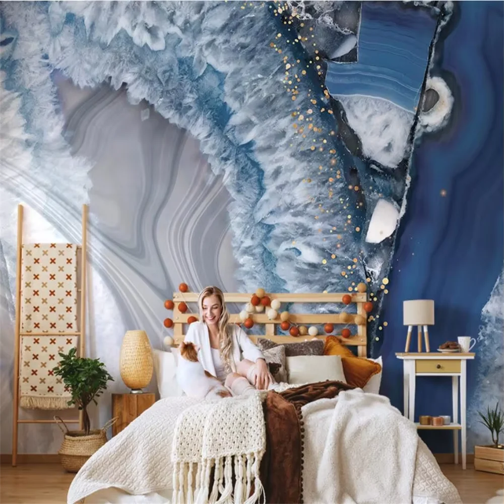 custom Nordic abstract Blue Marble wallpaper for living room TV background mural wall paper 3D stickers Popular home decoration