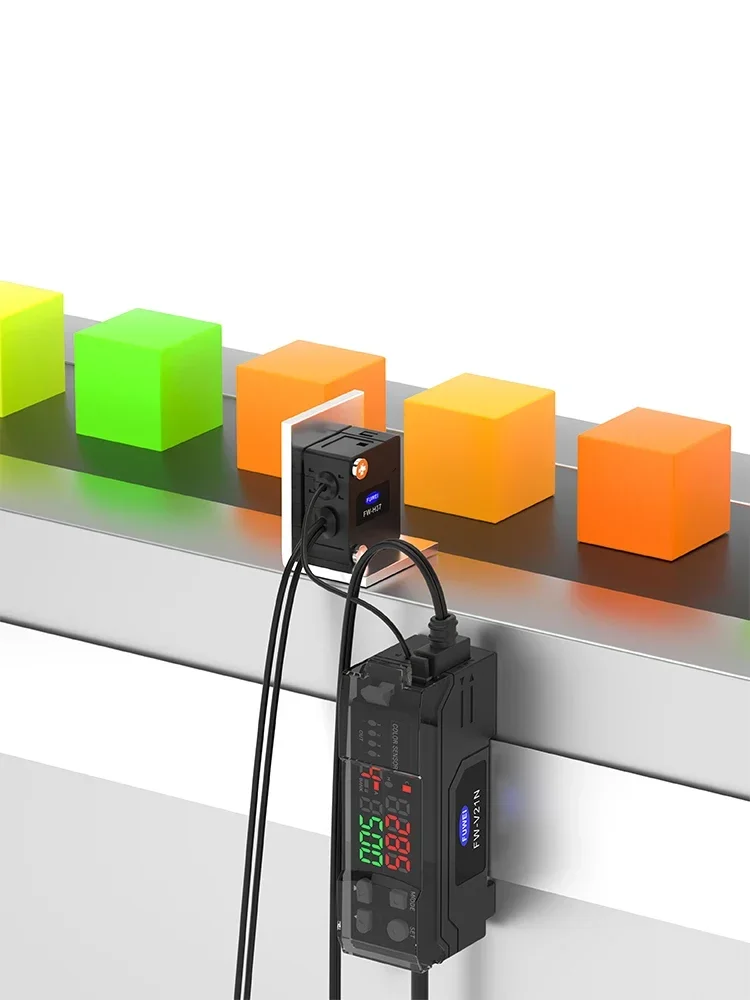 2026.4 FUWEI Color Recognition Sensor Fiber Optic Probe Amplifier RGB Intelligent Digital Color Code Positioning CZ-V21A