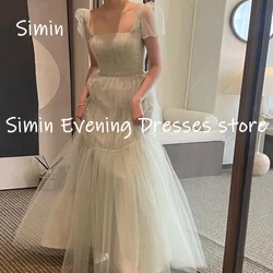 Simin Tulle A-line Boat Neck Ruffle Lace Elegant And Pretty Bride For Party Floor-length Formal Wedding Dresses For Woman 2023