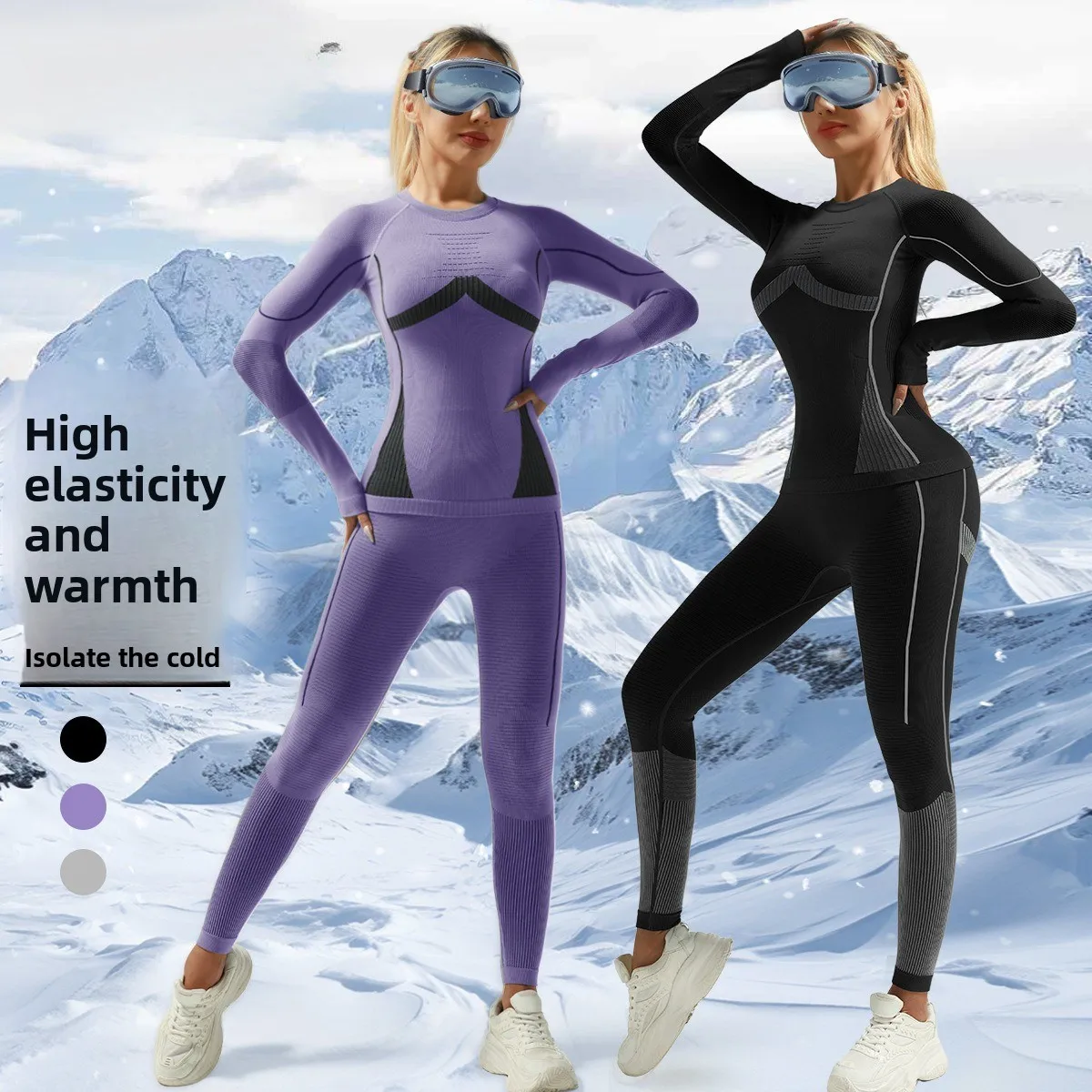

Autumn & Winter Seamless Ski Suit Set Moisture-Wicking Quick-Dry Warm Base Layer Compression Fitness Sports Underwear
