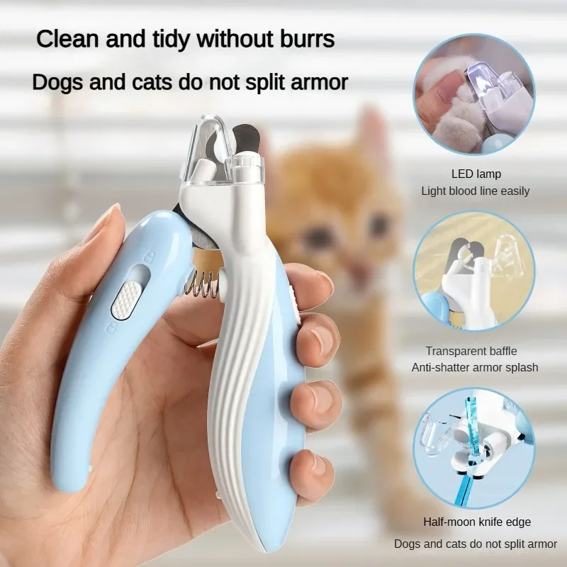 

Dog and Cat Nail Clippers LED Lights on Bleeding Lines with A Splash-proof Baffle Fit The Palm for A Long Time Pet Nail Clippers