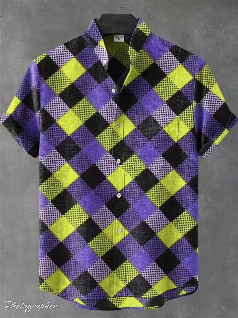 New tribal ethnic retro men's short sleeved 3D printed shirt, casual vacation fashion, men's Hawaiian shirt, high-quality
