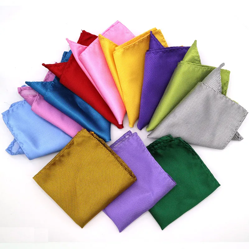 Mixed 26Pcs/ lot Luxury Men\'s Handkerchief Solid Color Hankies Hanky Business Pocket Square Chest Towel