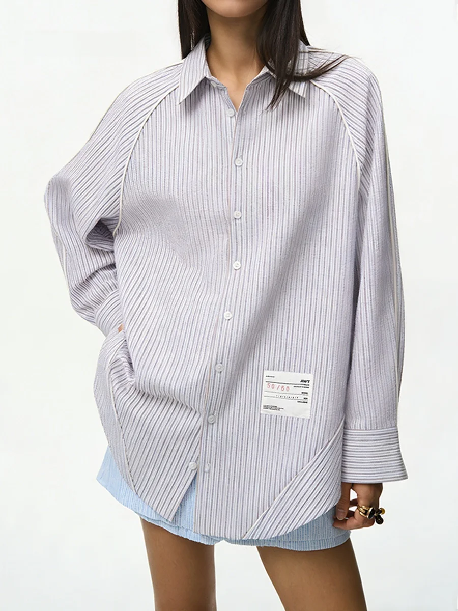 

AWOKENTIME Декоративная рубашка в полоску с длинным рукавом для мужчин и женщин, повседневная, свободного кроя, из хлопка, весна 2026, модная новинка