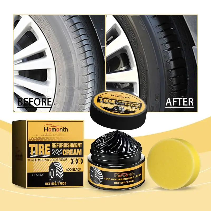 50g Car Tire Coating Wax for Longlasting Shine Tire Retreading Cream with AntiAging Effect Suitable for Auto Rubber Parts