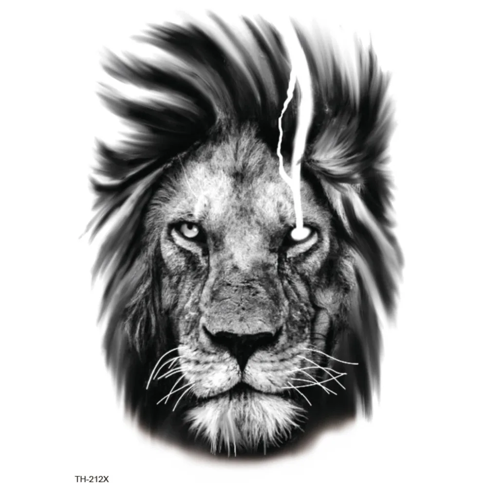 Wash Painting Style Men's Temporary Tattoos Instant Water Transfer Decals Tiger Lion Wolf Tattoo Stickers DIY Long Lasting