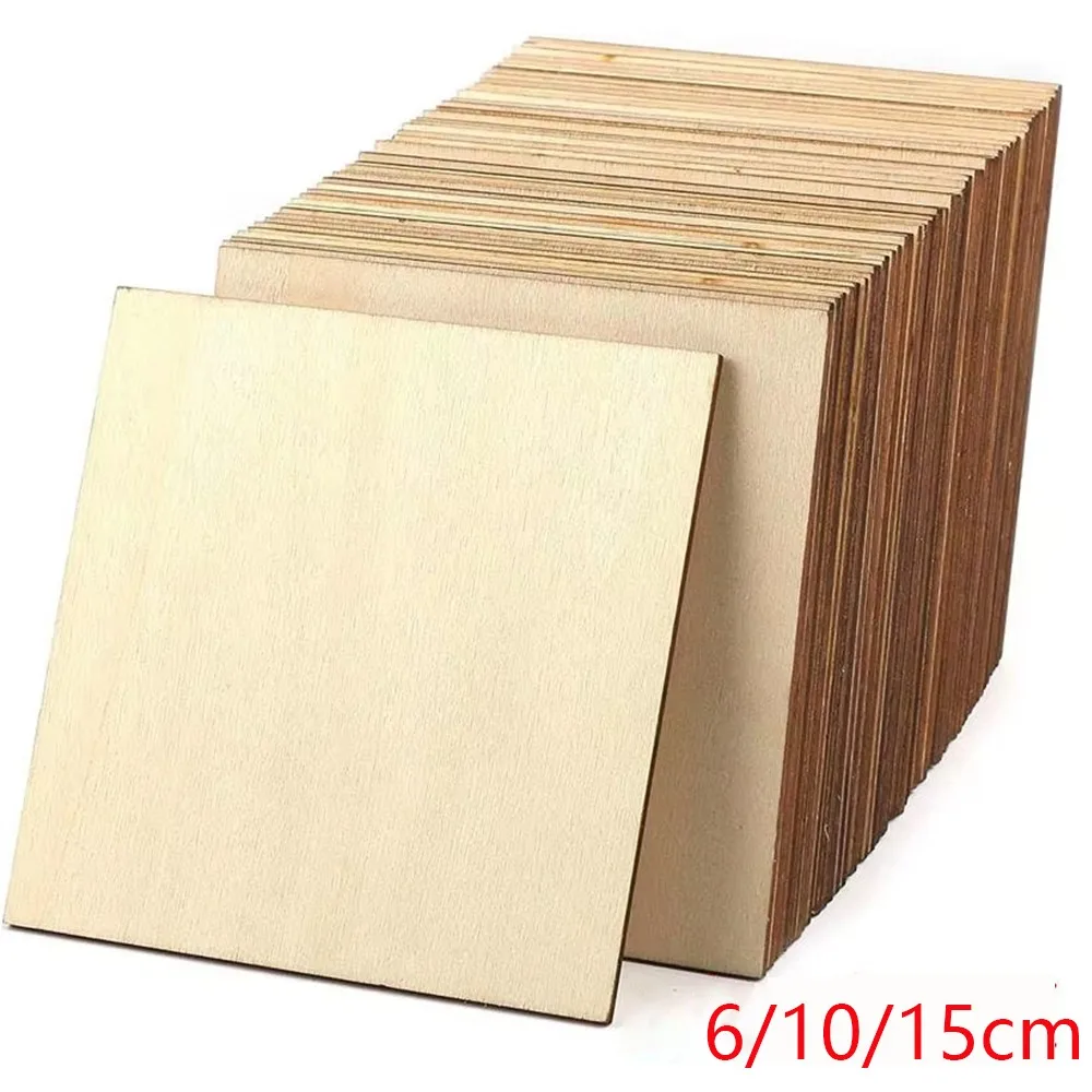 10 шт. 60x60 мм DIY ремесла деревянные квадраты 100x100 мм 150x150 мм квадратный пустой деревянный лист художественные проекты живопись резьба по дереву листы