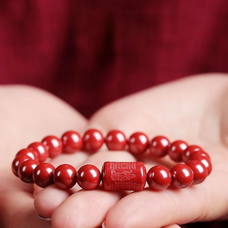 Cinnabar Bracelet Natural Imperial Sand Good Luck Bracelet Women's Natal Year Holiday Gifts