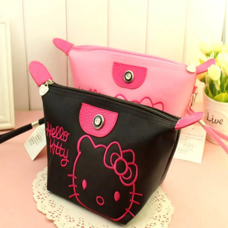 Sanrio Anime Makeup Bag kawaii HelloKitty Cartoon Y2K Girls Storage Bag Cartoon Kawaii Large Capacity Waterproof PU Handbag Gift