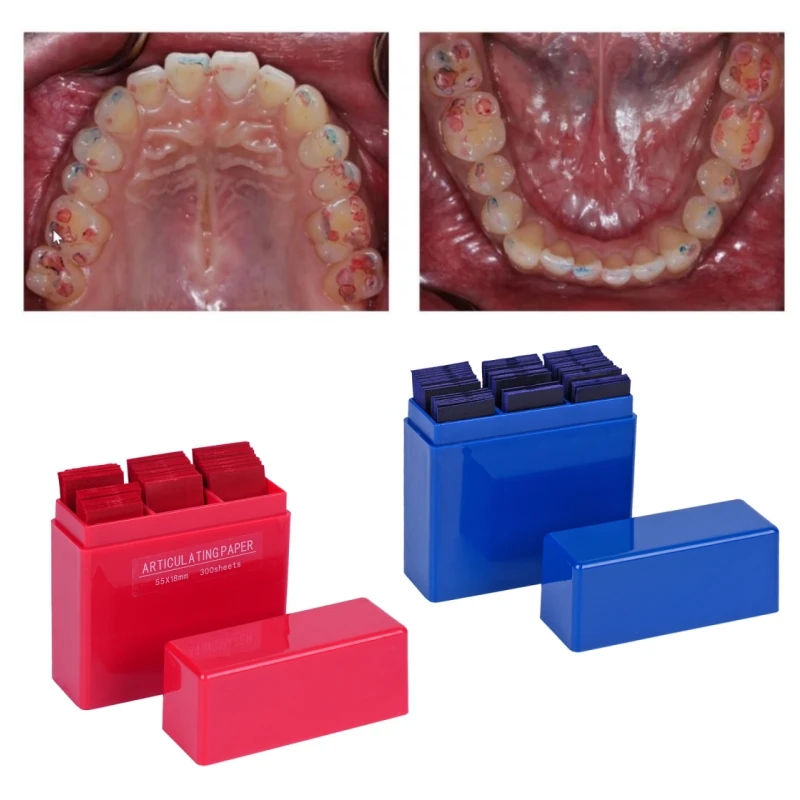 300Pcs Dental Articulating Paper Double-Sided Bite Strips for Accurate Occlusal Bite Adjustment And Contact Testing