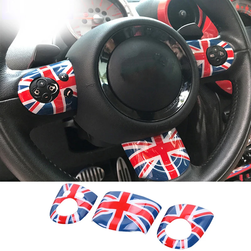 3PCS Car Steering Wheel Trim Cover Stickers Button Decoration For MINI Cooper R55 R56 Countryman R60 Car Interior Accessories