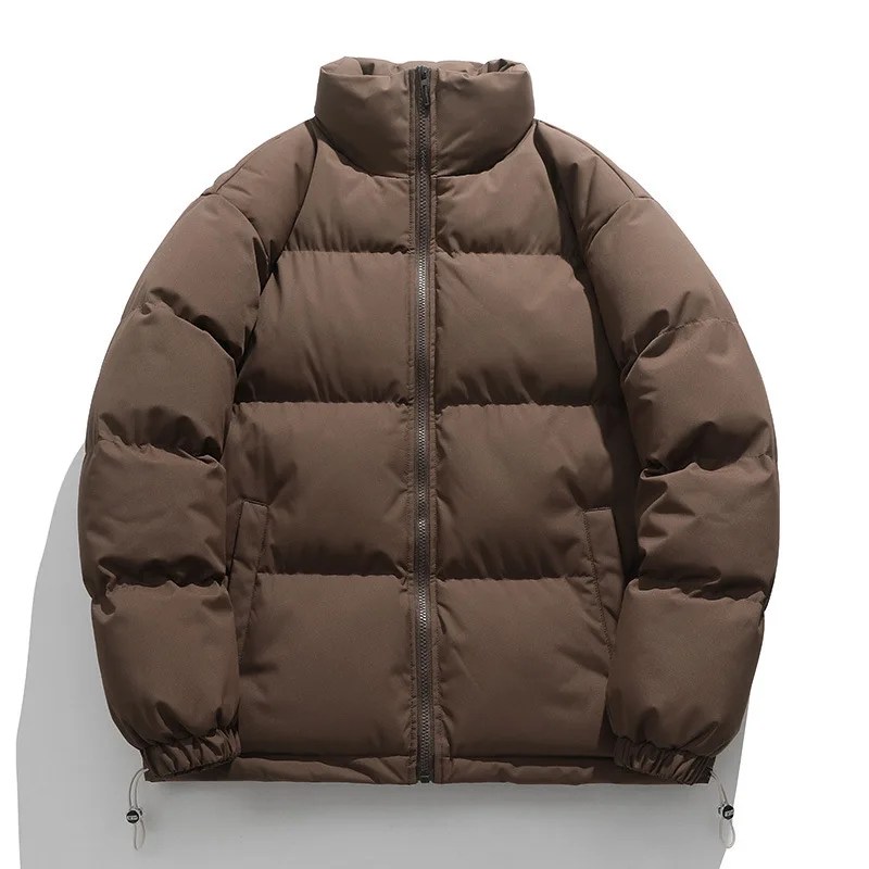 Men’s Solid Color Stand Collar Long Sleeve Casual Trendy Simple Basic Quilted Jackets Winter New Fashion Male Parkas Clothes