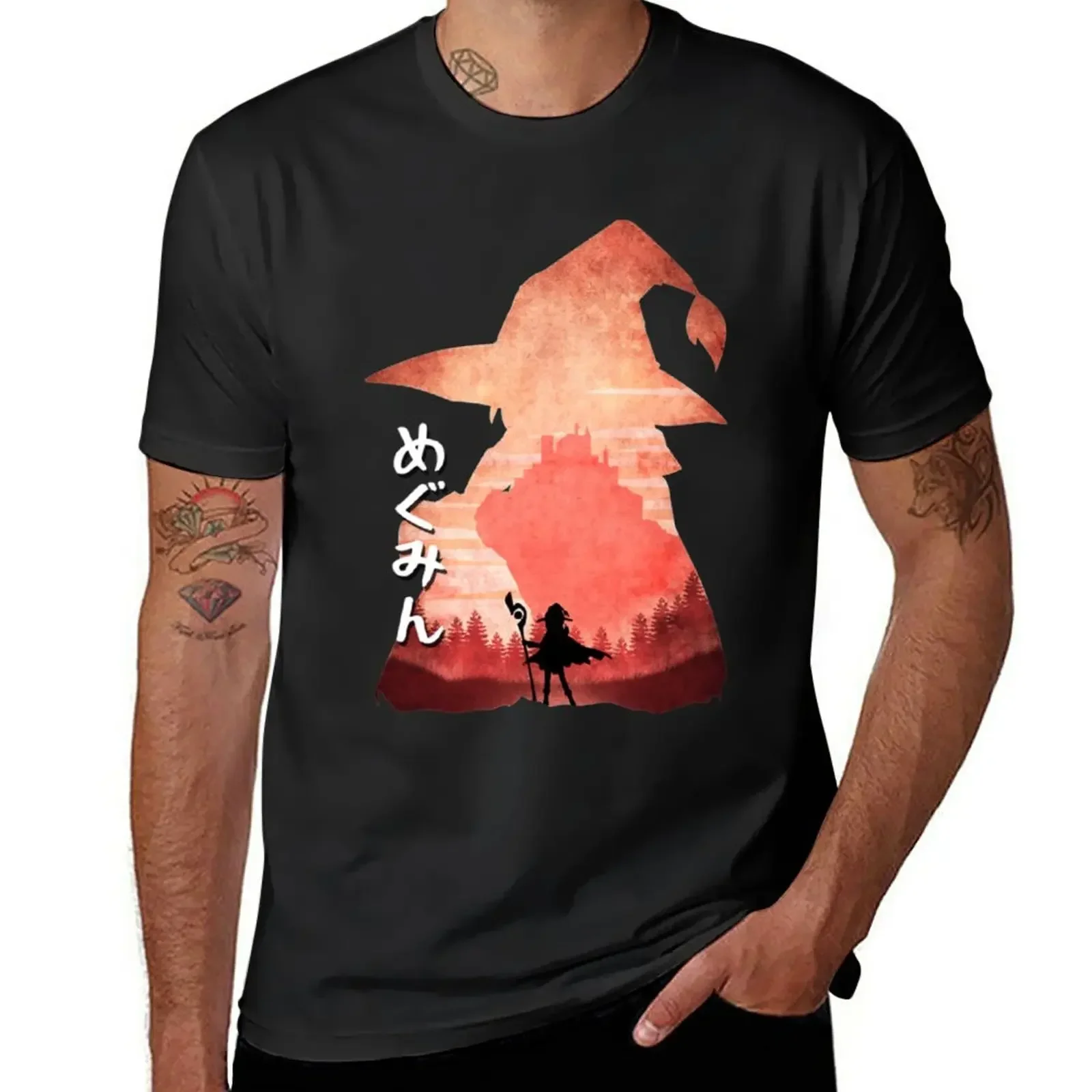 Minimalist Silhouette Megumin T-Shirt cute tops anime clothes vintage black t shirts for men