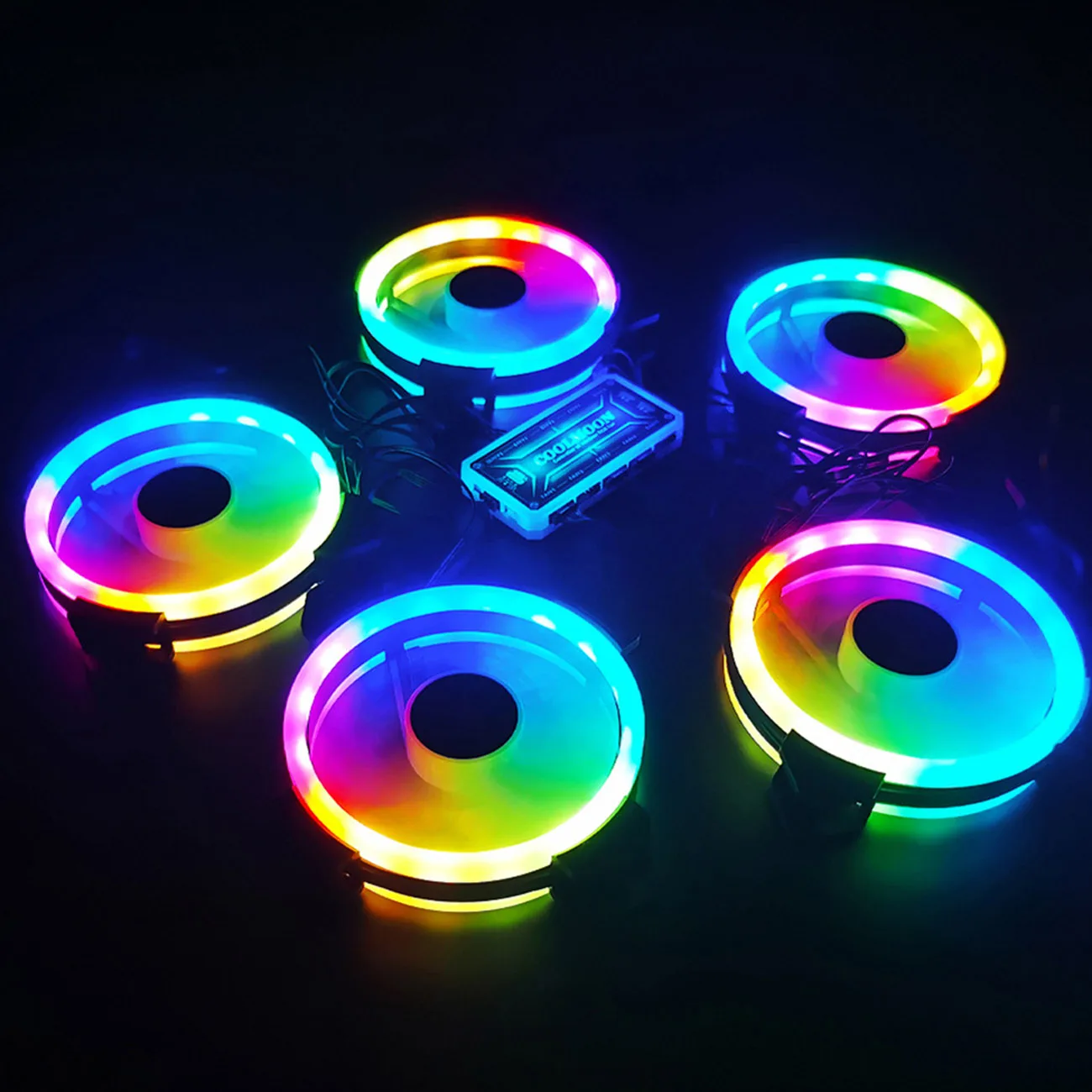 Juego de 6 ventiladores de refrigeración de 120 mm para gabinetes de PC, con doble abertura y disipador de calor RGB con iluminación de colores vibrantes, que permite reducir eficazmente la temperatura del hardware, ofrece un efecto de iluminación decorativa y garantiza un flujo de aire fiable.