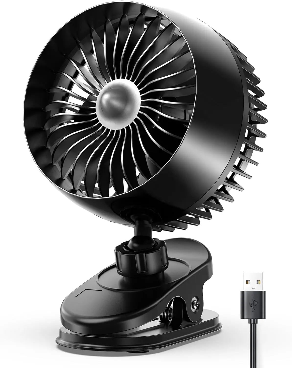 

USB Clip on Fan, Strong Wind Ultra Quiet Small Desk Fan with Strong Clamp, 360° Adjustable, 3 Speeds USB-C Powered for Home