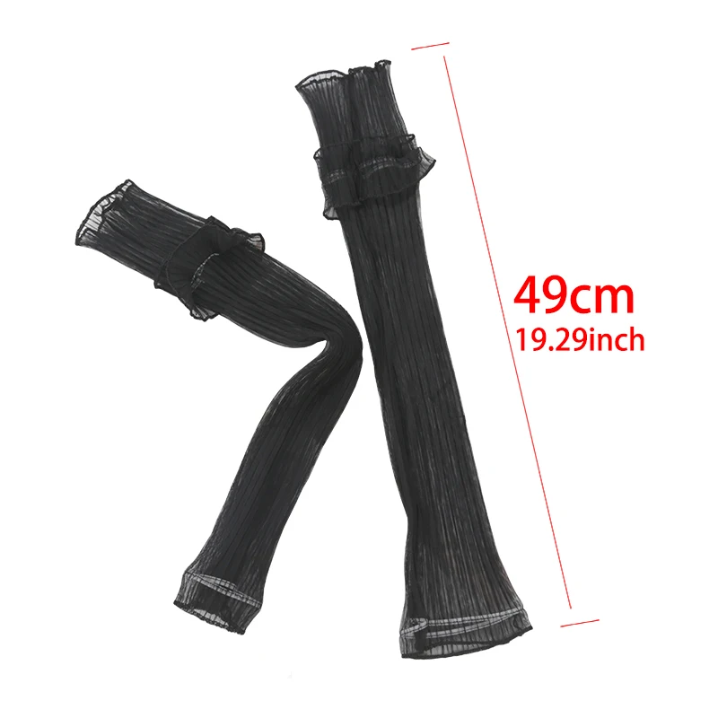 1 Pair Ice Silk Long Sleeves Sun-protective Arm Cover Women Cuff Cool Hand Sleeves Anti-UV Cycling Driving Fingerless Gloves