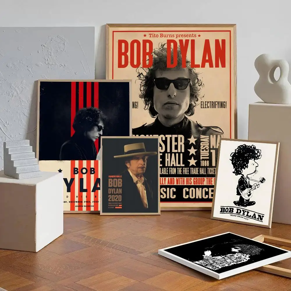 Bob Dylan Band Poster Self-adhesive Art Waterproof Paper Sticker Coffee House Wall Decor