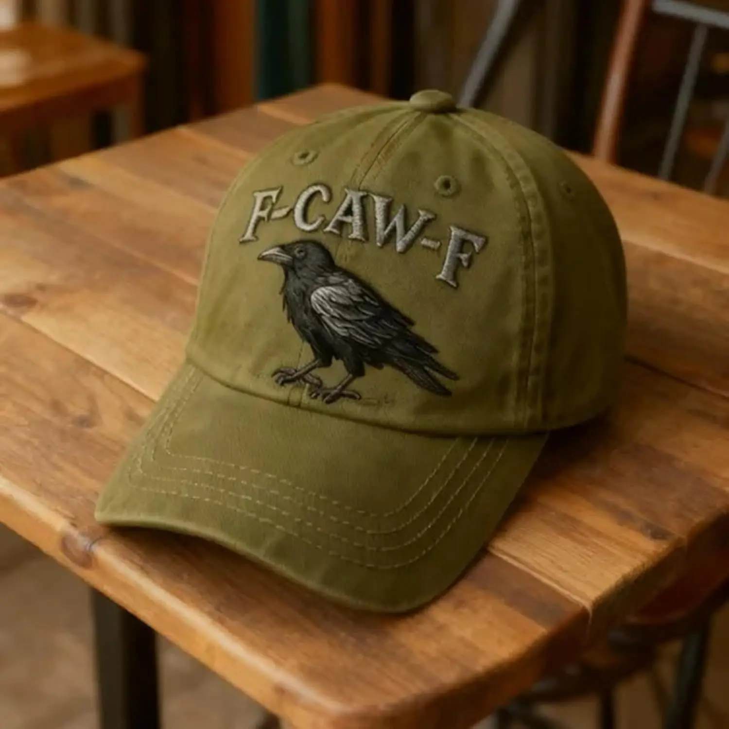 F-Caw-F Crow Hat,Adjustable Vintage Raven Embroidered Baseball Cap,for Men and Women