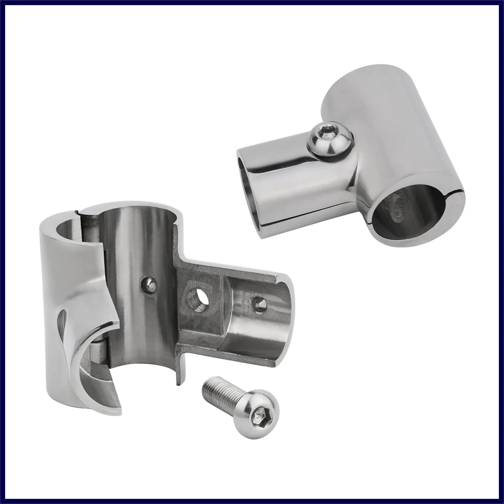 

3-Way Boat Handrail Fitting 22/25mm Tee Split Tube Pipe Connector 316 Stainless Steel 90° Handrail Fittings Marine Hardware