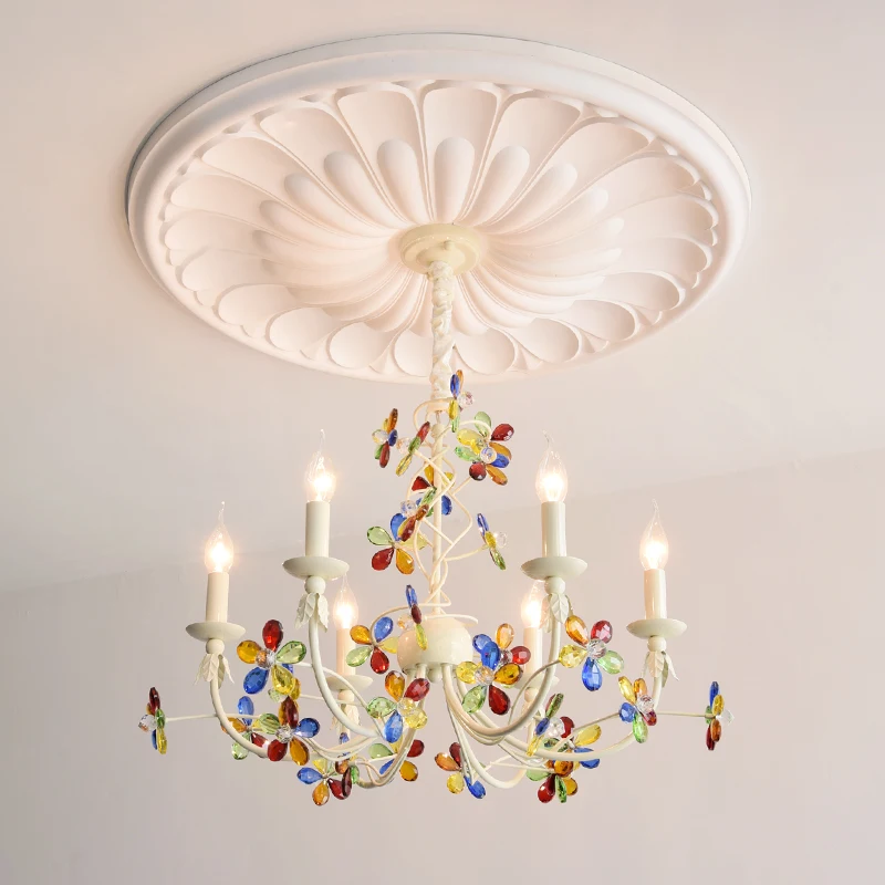 French romantic warm bedroom chandelier color dopamine Memphis crystal lamp master bedroom girl heart