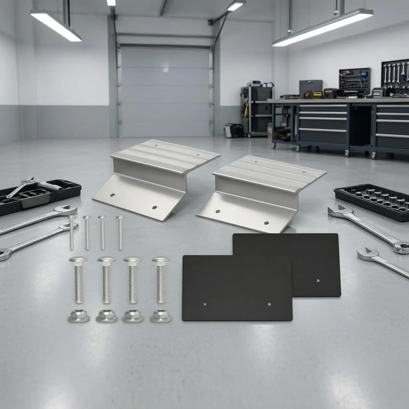 Aluminum Truck Loading Ramp with Traction Ridges for Raised Threshold and Wood Plank Custom Setup