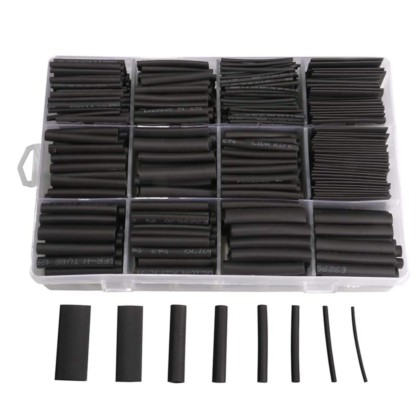 A02M-1250Pcs Heat Shrink Tubing Kit Heat Shrink Tubes Wire Wrap Ratio 2:1 Electrical Cable Sleeve Assortment With Case