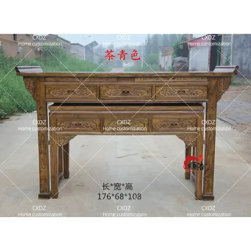 Solid Wood Buddhist Altar Table Household Incense Burner Stand Cabinet God of Wealth Shrine Niche for Home Worship Decor