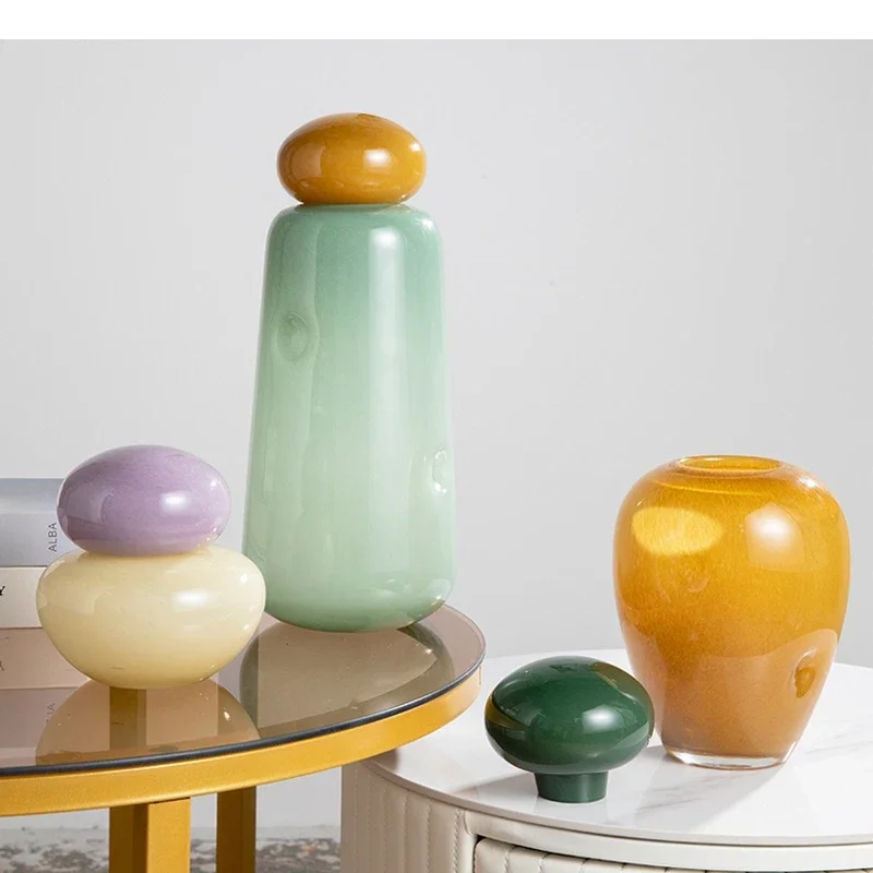 Simple Capped Vase Glass Hydroponic Decoration Home Desktop Dry Flower Arrangement Art