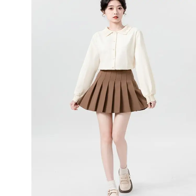 Cherry Blossom Colored Long Sve Women's Autumn New Design Sensual Top Silk Personali Small Top TT159